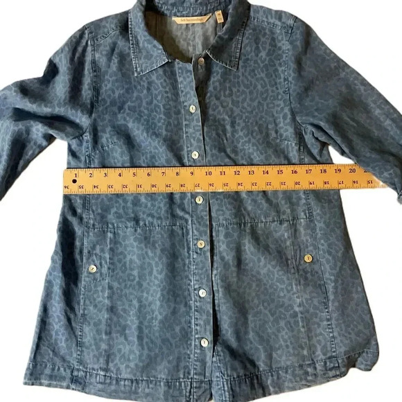 Soft Surroundings Womens Animal Print Button Down Shirt Long Sleeve Tencel XS - Picture 5 of 8